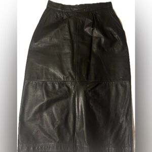Leather midi skirt